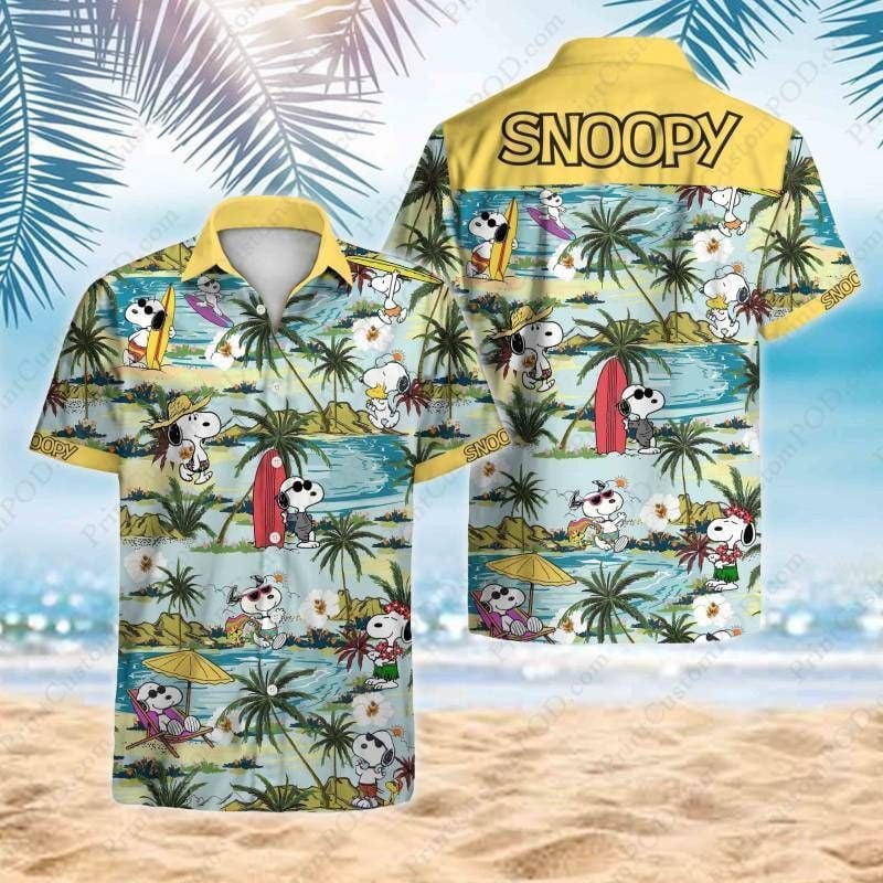 Snoopy Hawaiian Graphic Print Short Sleeve Hawaiian Casual Shirt 92