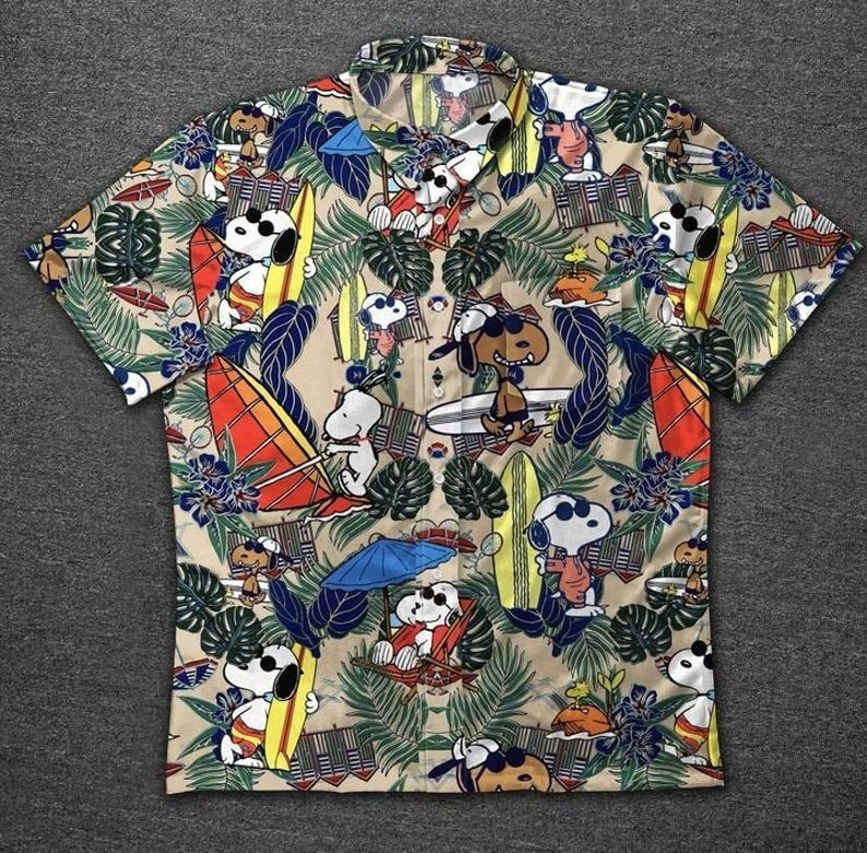 Snoopy Vacation Vibes Cartoon Peanuts For Men And Women Graphic Print Short Sleeve Hawaiian Casual Shirt 78