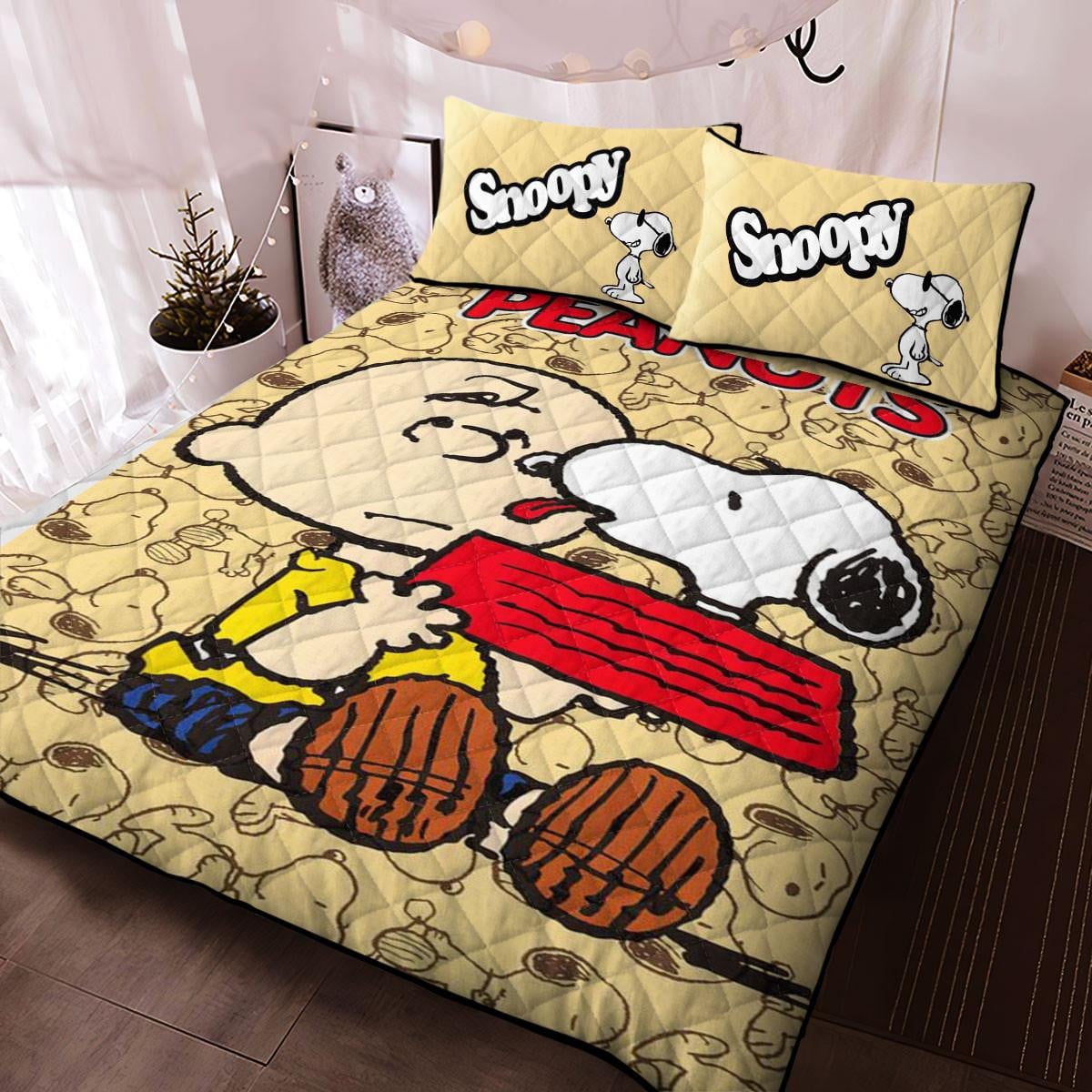 Snoopy The Peanuts Cartoon, Snoopy And Charlie Brown Friends Run Together Ver2 Fan Gift,snoopy The Peanuts Duvet Quilt Bedding Set