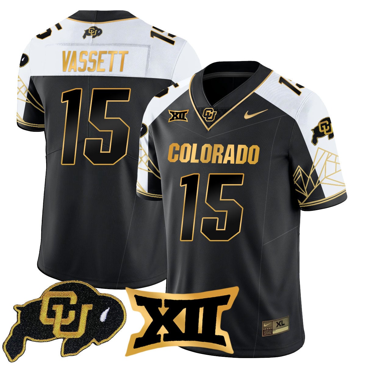 Men's Colorado Buffaloes 2024 Vapor Limited Gold Jersey N3 - All Stitched