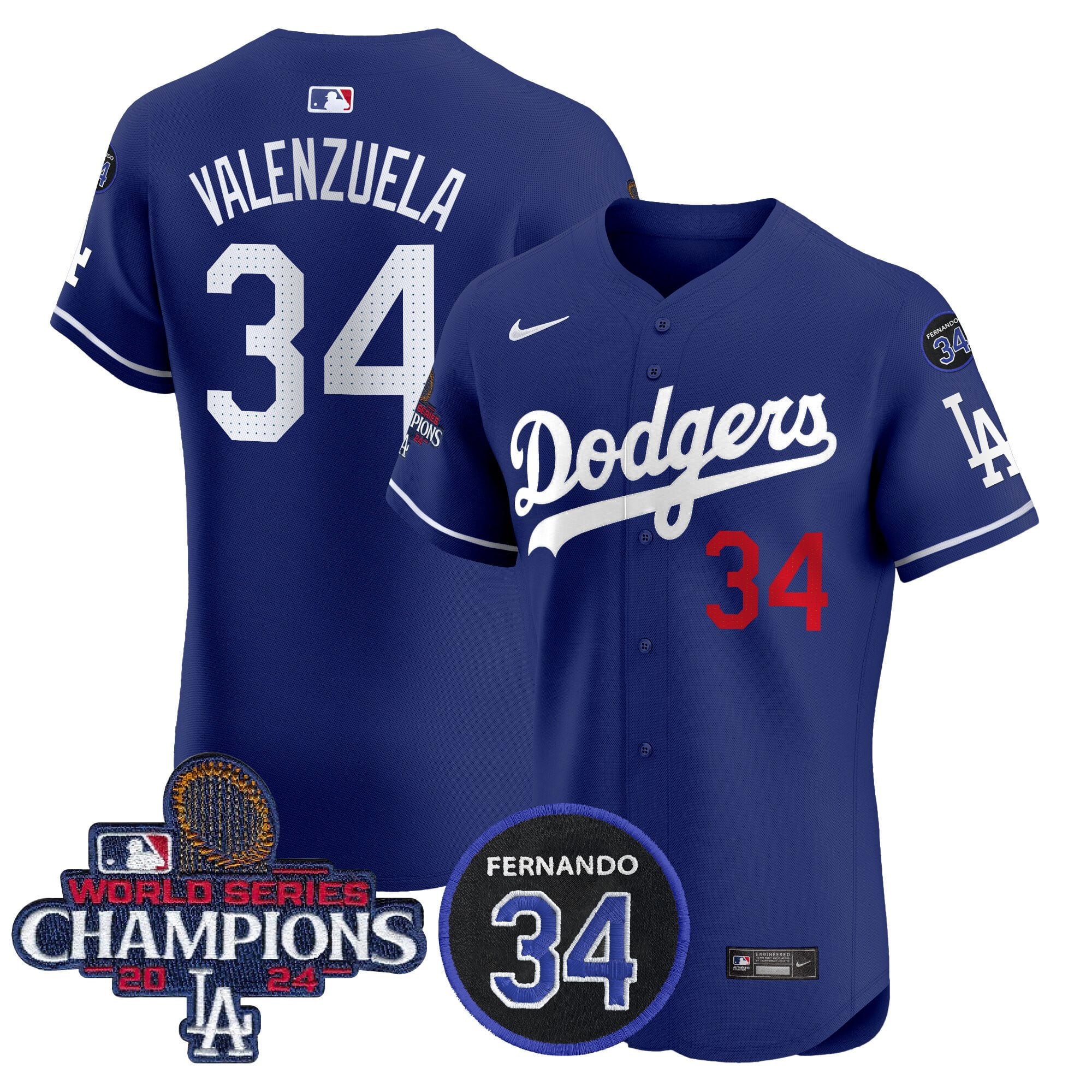Men's Dodgers 2024 World Series Champions Patch Vapor Premier Elite Jersey V2 - All Stitched