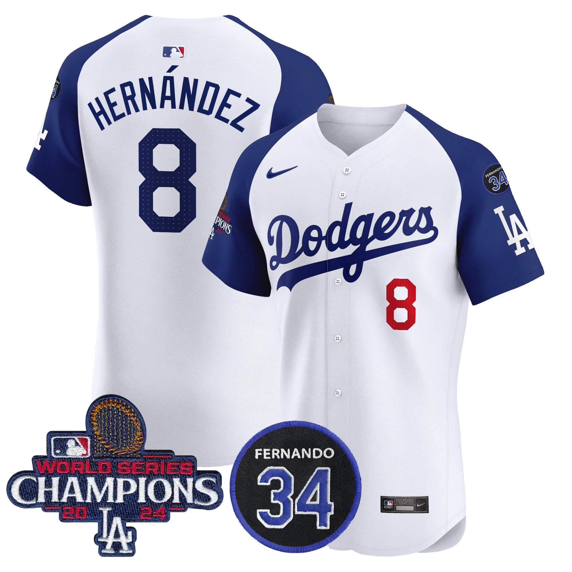 Men's Dodgers 2024 World Series Champions Patch Vapor Premier Elite Jersey V2 - All Stitched