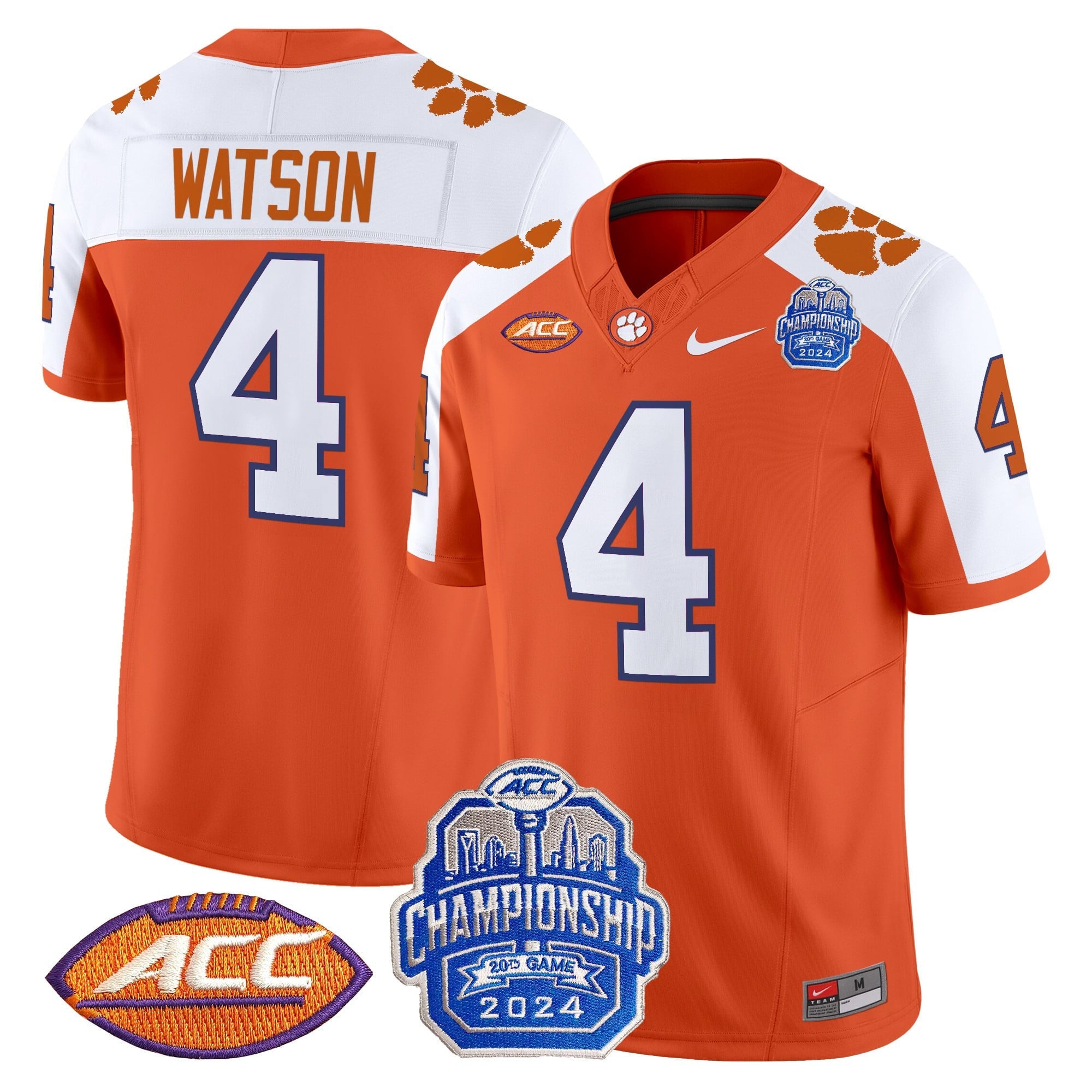 Men's Clemson Tigers 2024 ACC Championship Patch Vapor Limited Jersey - All Stitched