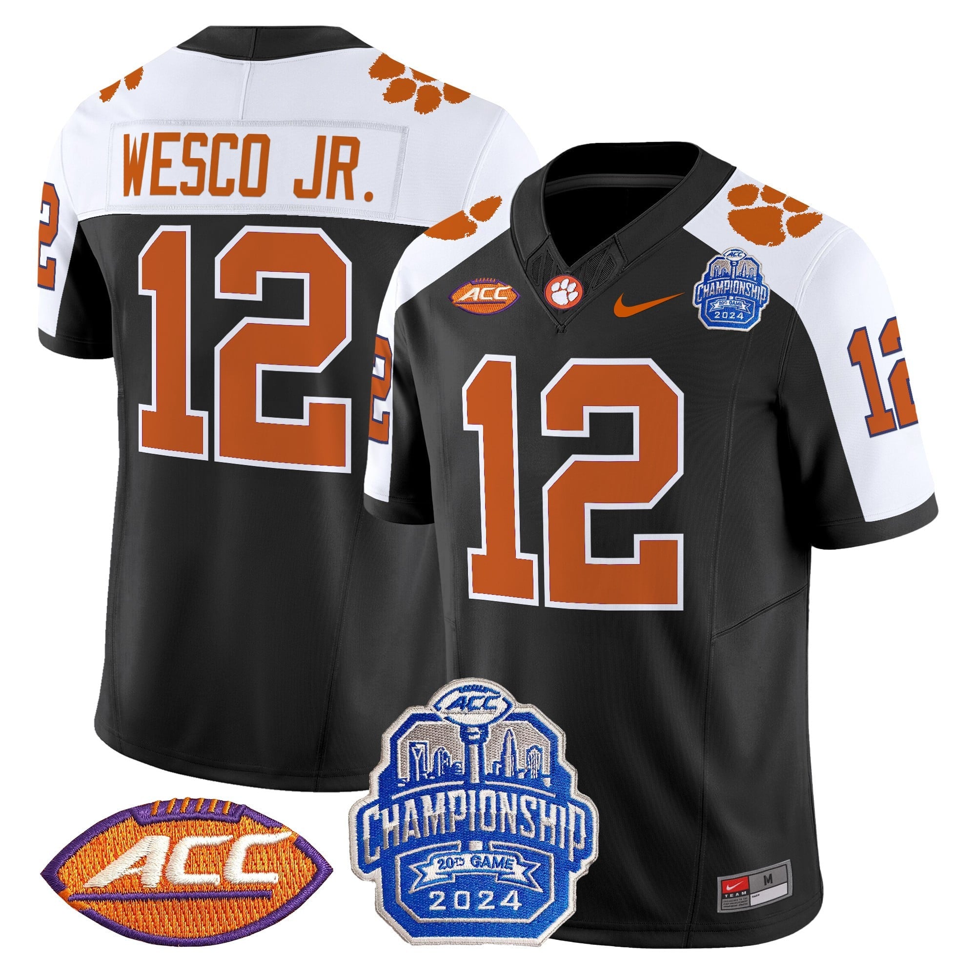 Men's Clemson Tigers 2024 ACC Championship Patch Vapor Limited Jersey - All Stitched