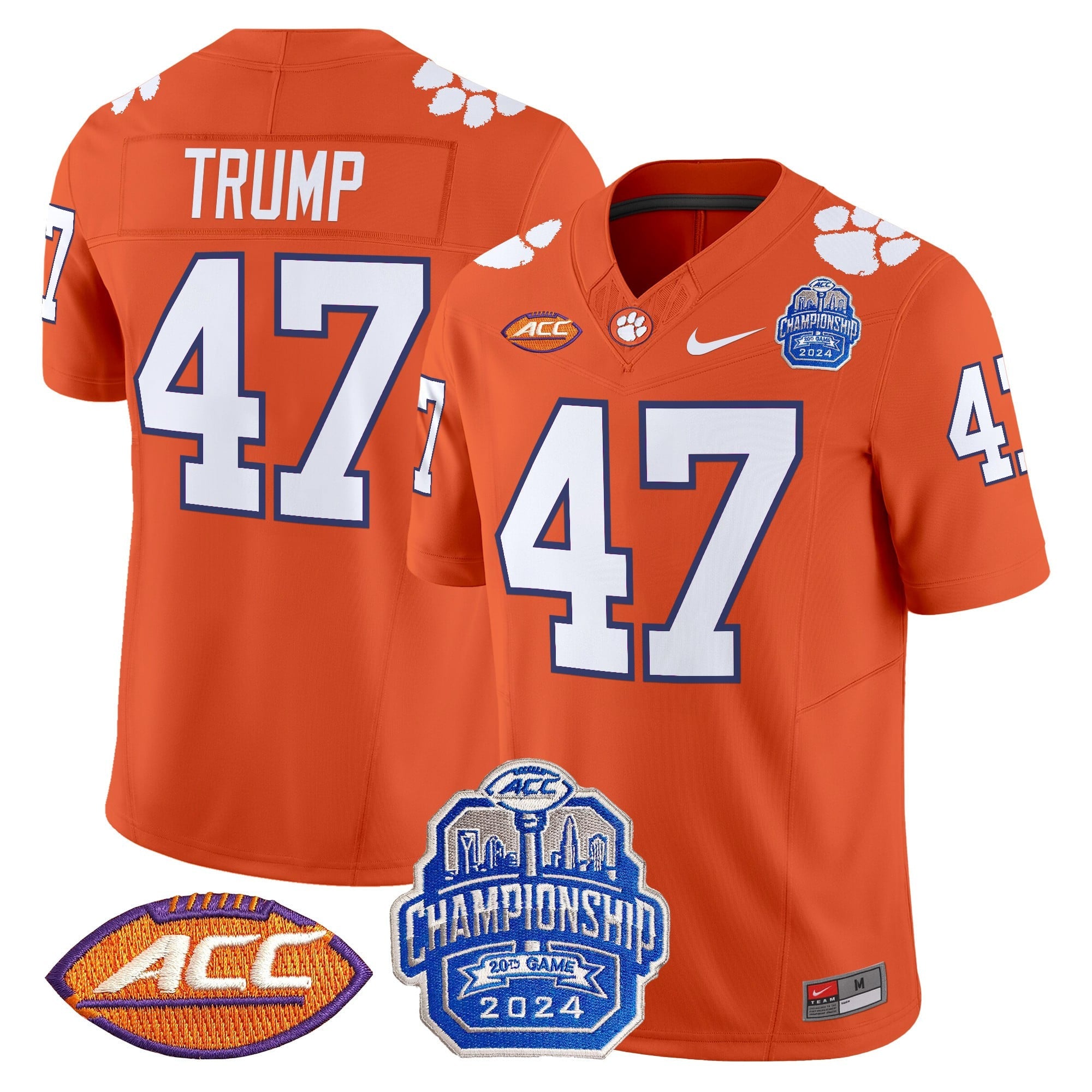 Men's Clemson Tigers 2024 ACC Championship Patch Vapor Limited Jersey - All Stitched