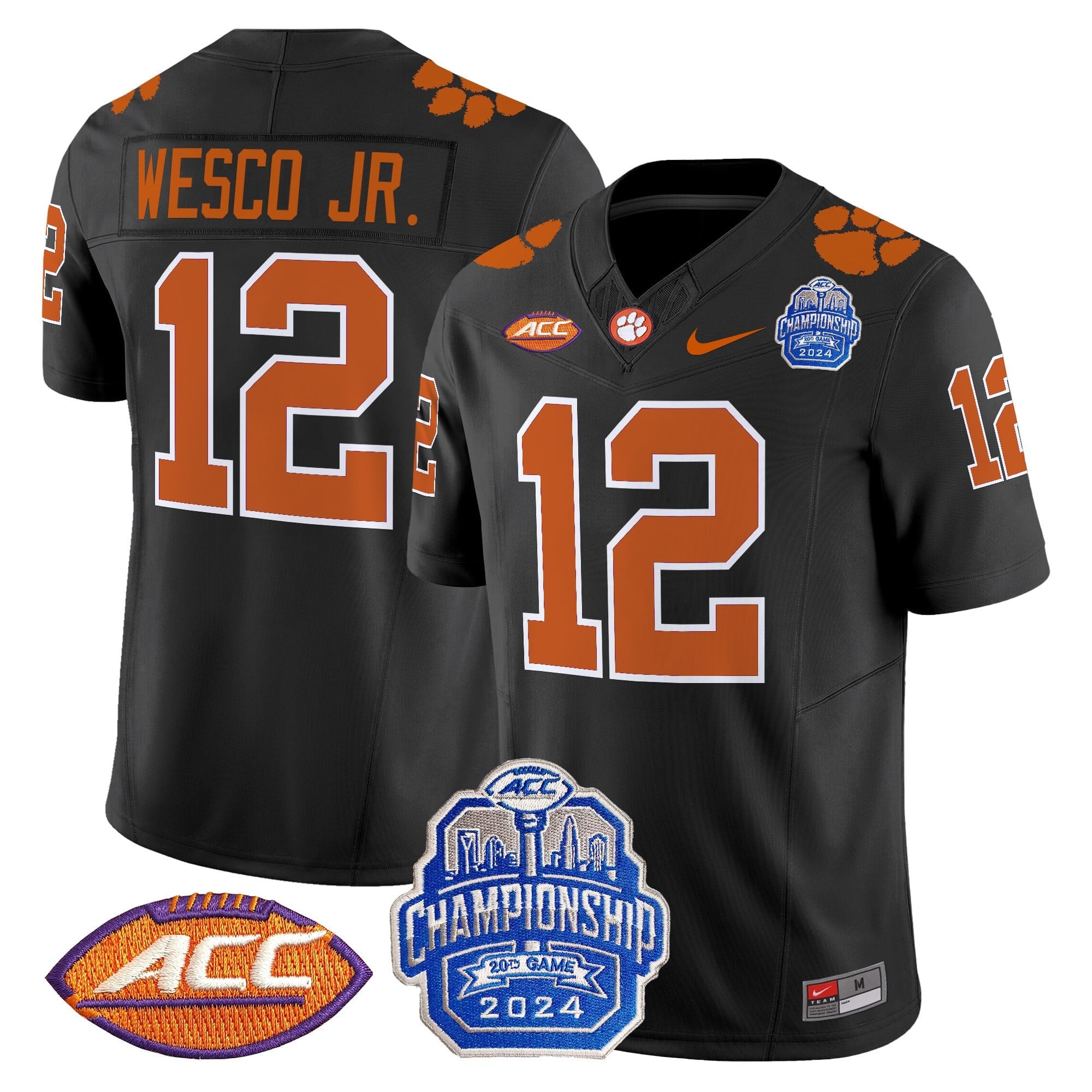 Men's Clemson Tigers 2024 ACC Championship Patch Vapor Limited Jersey - All Stitched