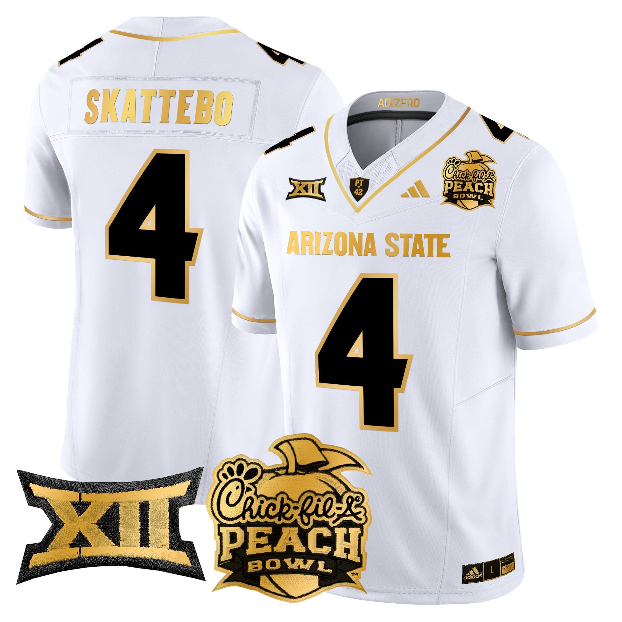 Men's Arizona State Sun Devils 2025 Peach Bowl Gold Vapor Limited Jersey V2 - All Stitched