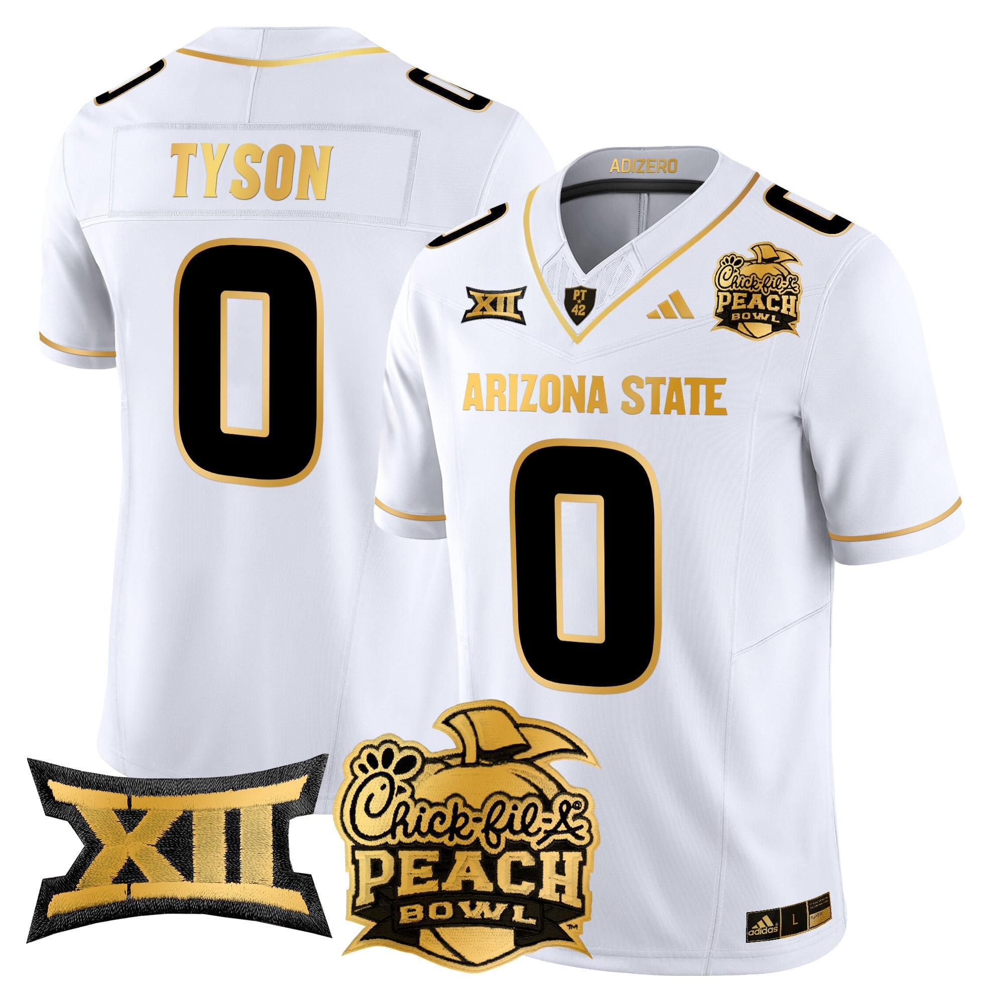 Men's Arizona State Sun Devils 2025 Peach Bowl Gold Vapor Limited Jersey V2 - All Stitched