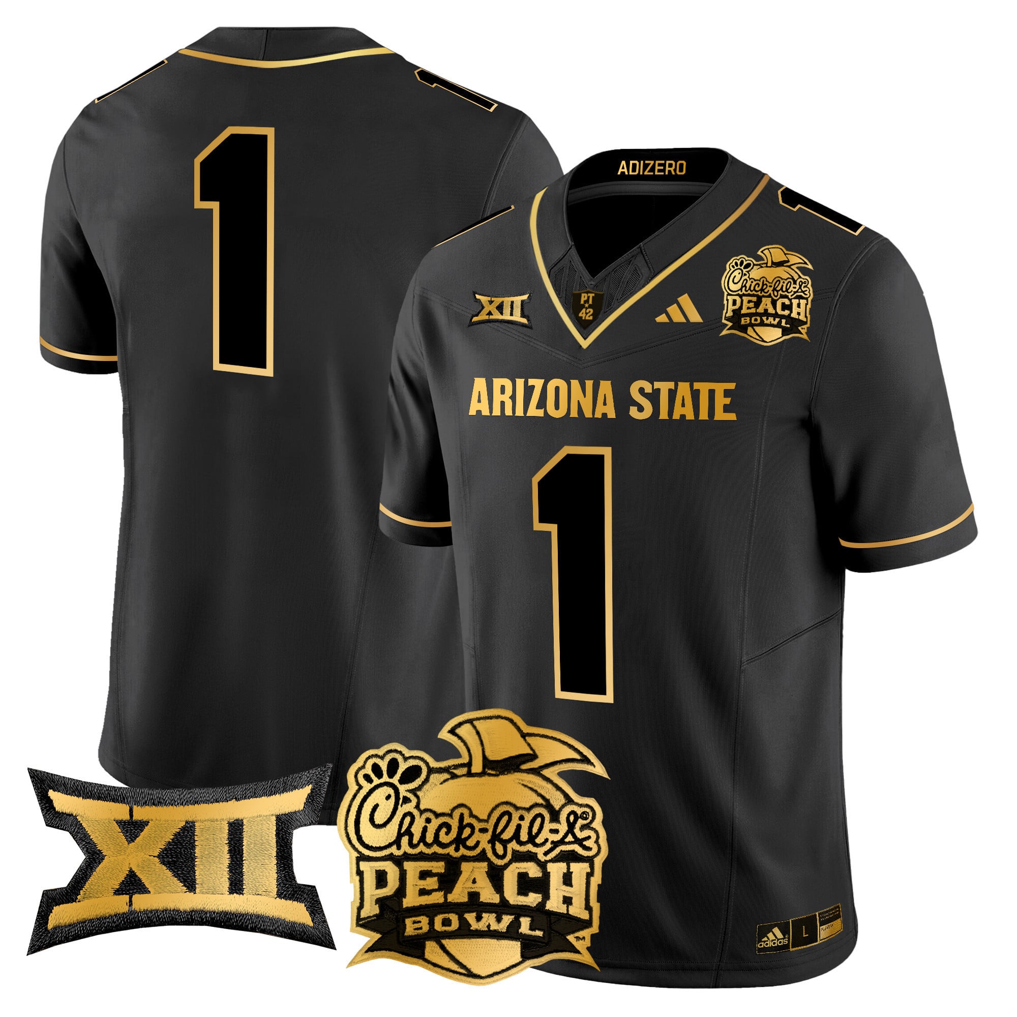 Men's Arizona State Sun Devils 2025 Peach Bowl Gold Vapor Limited Jersey V2 - All Stitched