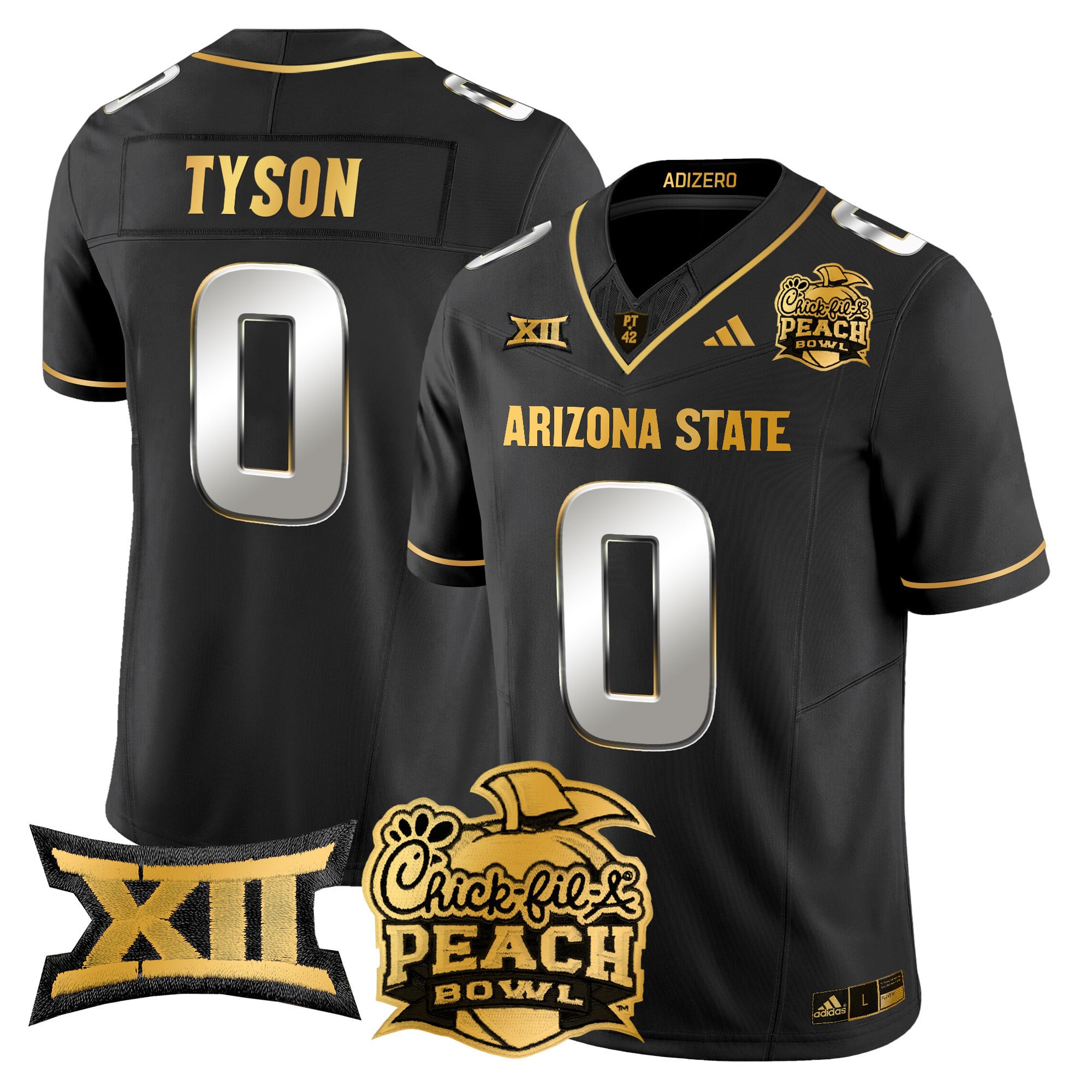 Men's Arizona State Sun Devils 2025 Peach Bowl Gold Vapor Limited Jersey V2 - All Stitched