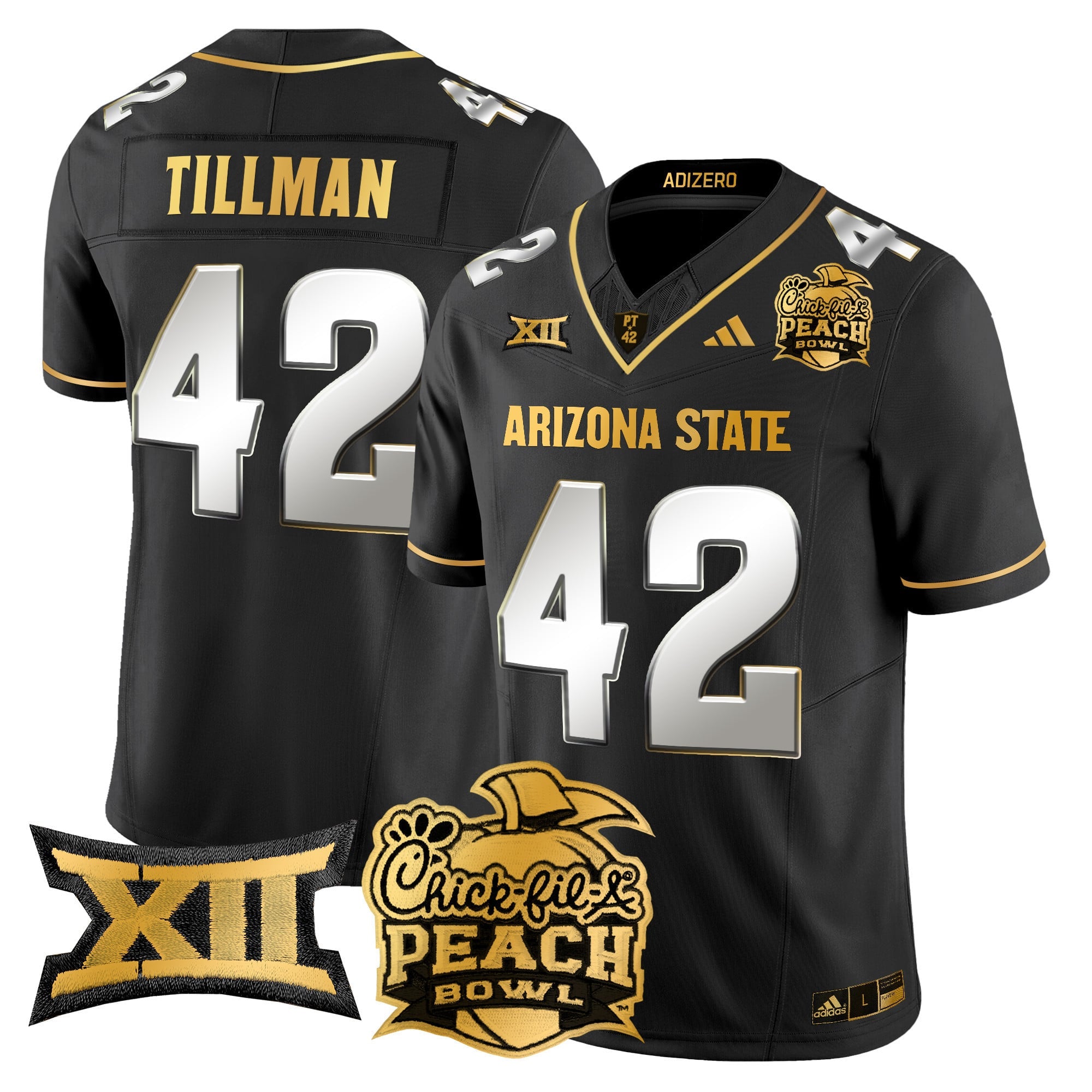 Men's Arizona State Sun Devils 2025 Peach Bowl Gold Vapor Limited Jersey V2 - All Stitched