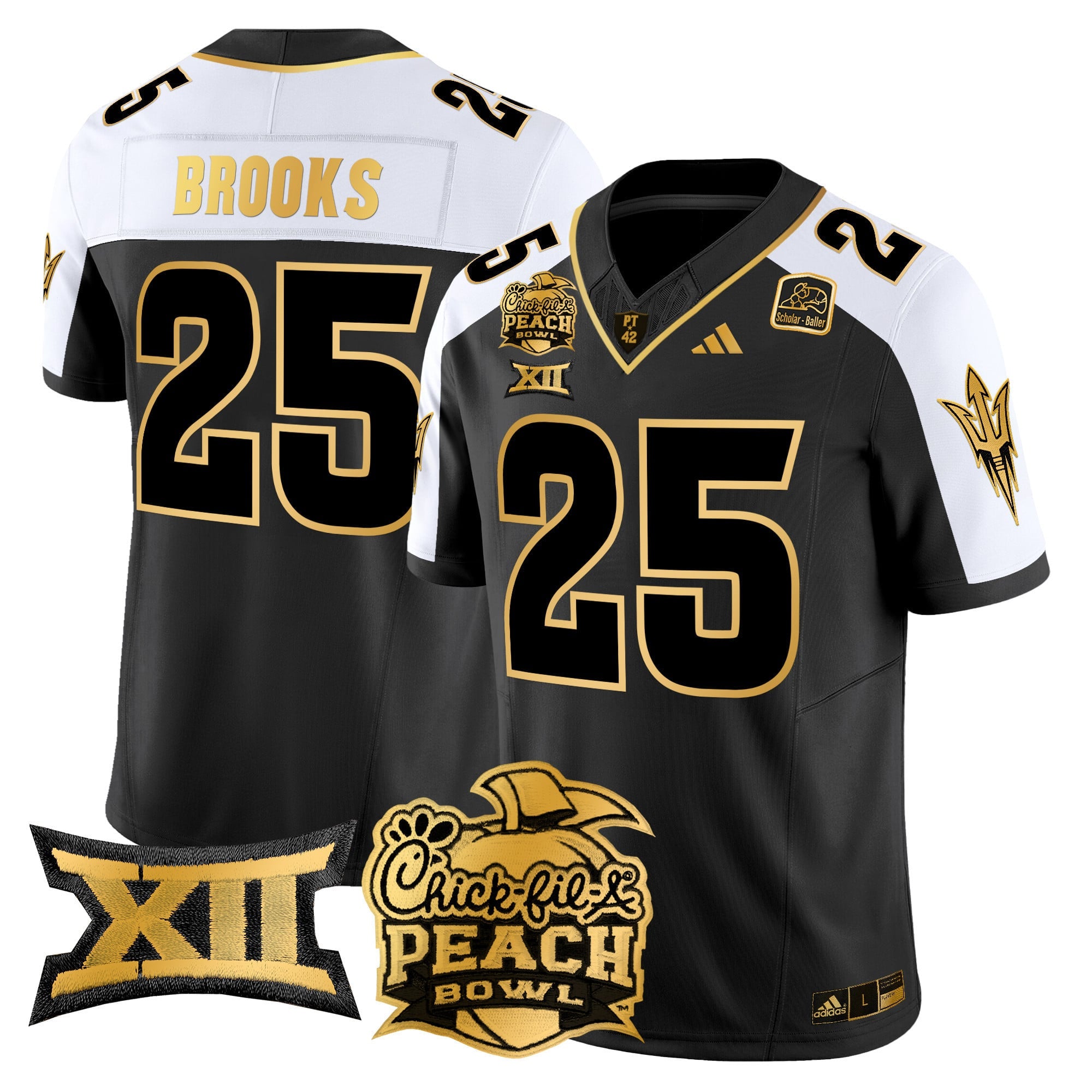 Men's Arizona State Sun Devils 2025 Peach Bowl Gold Vapor Limited Jersey - All Stitched