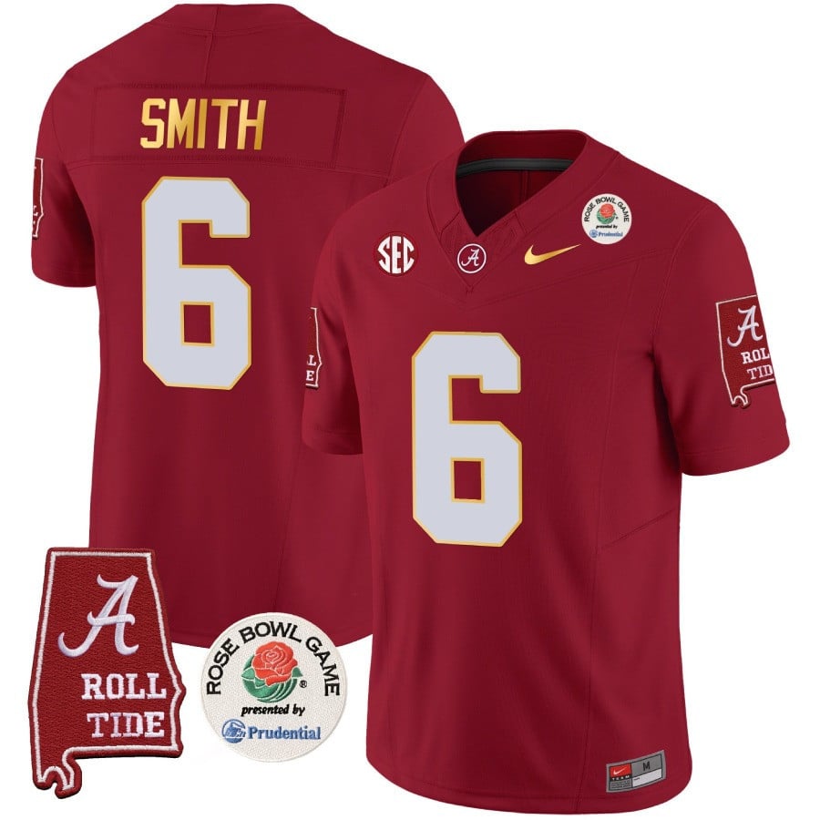 Men's Alabama Crimson Tide Rose Bowl Patch Gold Trim Vapor Limited Jersey - All Stitched