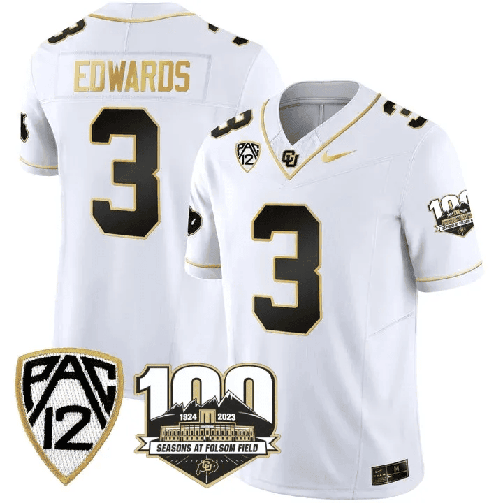 Men's Colorado Buffaloes 100th Seasons At Folsom Field Patch Vapor Gold Jersey V2 ?All Stitched