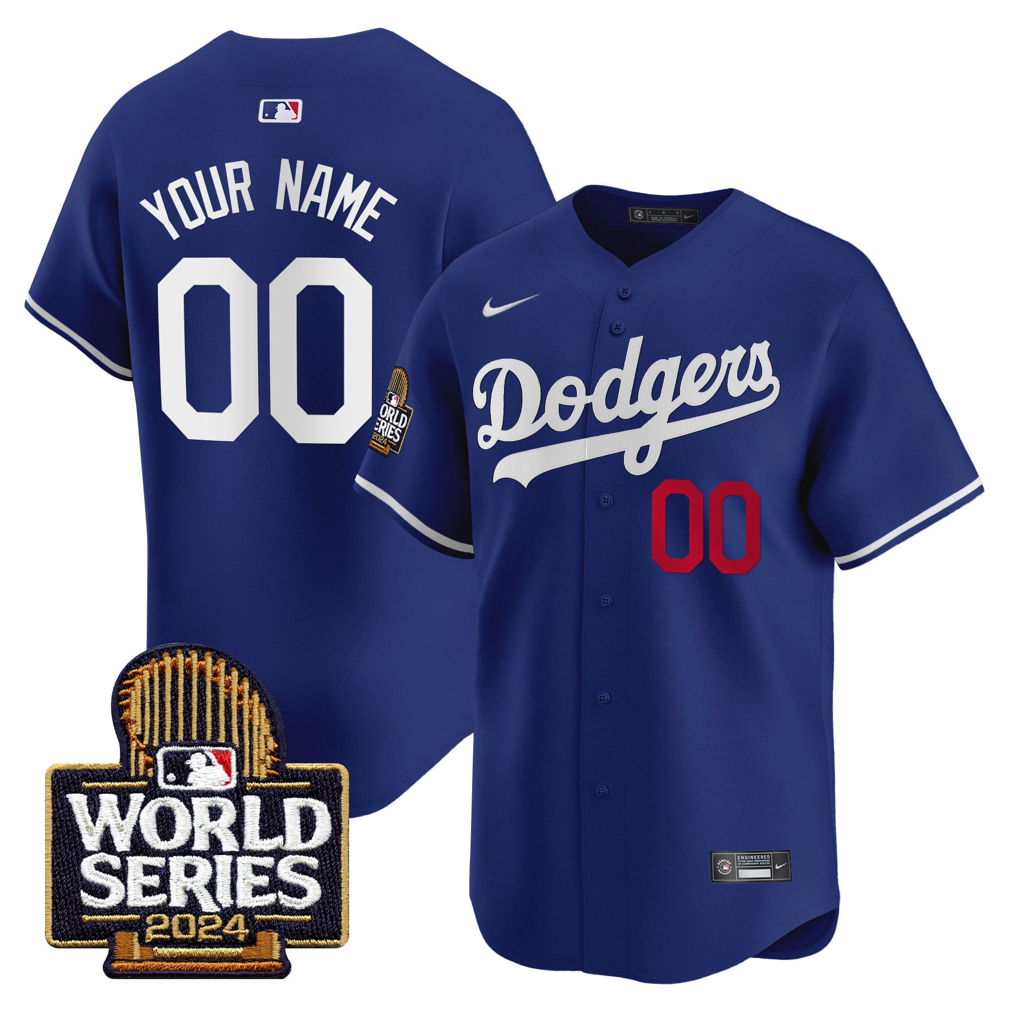 Dodgers 2024 World Series Vapor Premier Limited Custom Jersey - All Stitched
