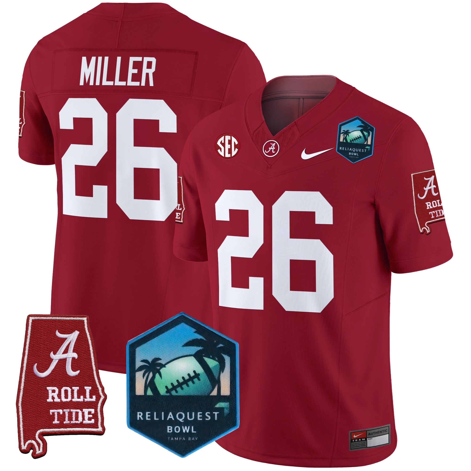 Men's Alabama Crimson Tide 2025 ReliaQuest Bowl Patch Vapor Limited Jersey - All Stitched