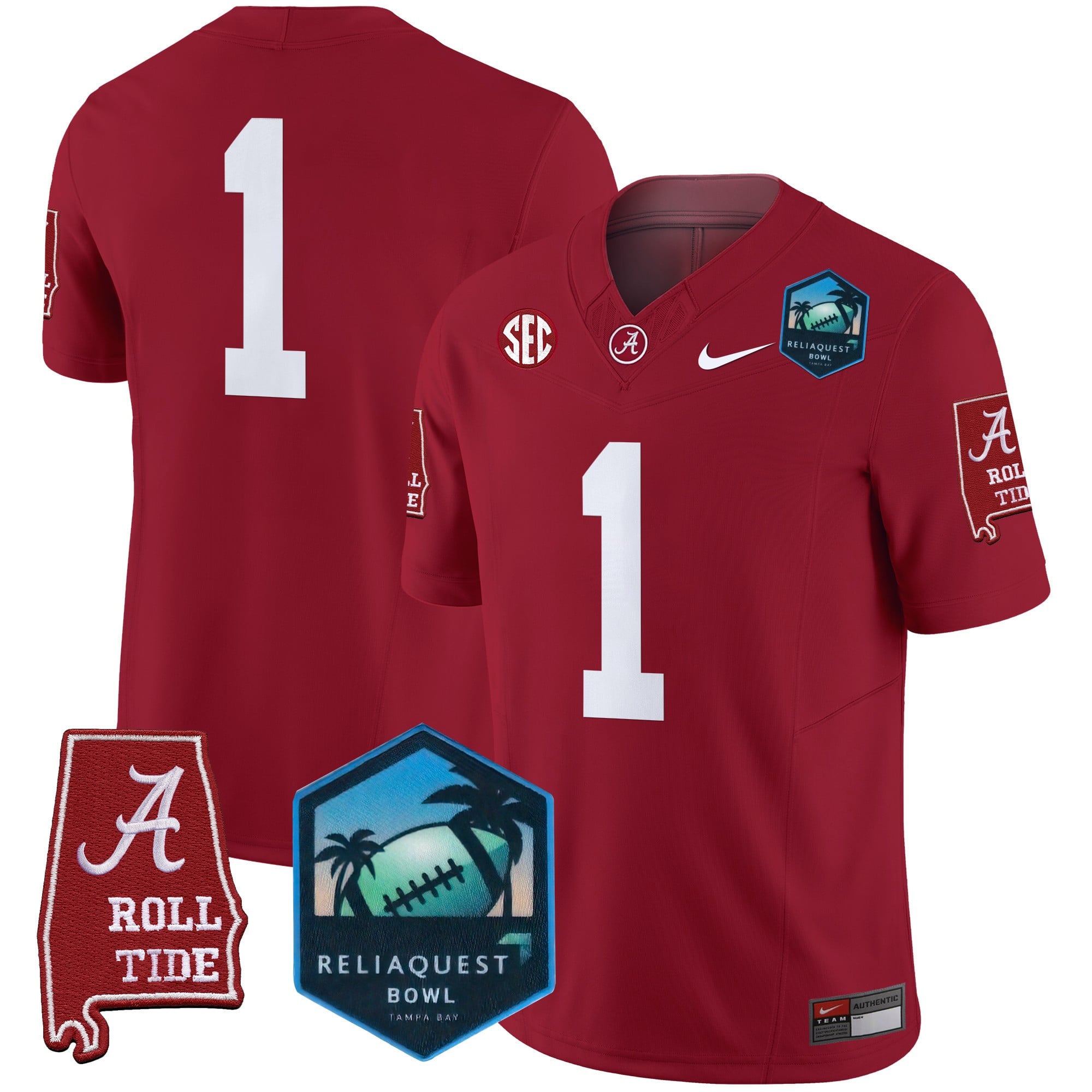 Men's Alabama Crimson Tide 2025 ReliaQuest Bowl Patch Vapor Limited Jersey - All Stitched