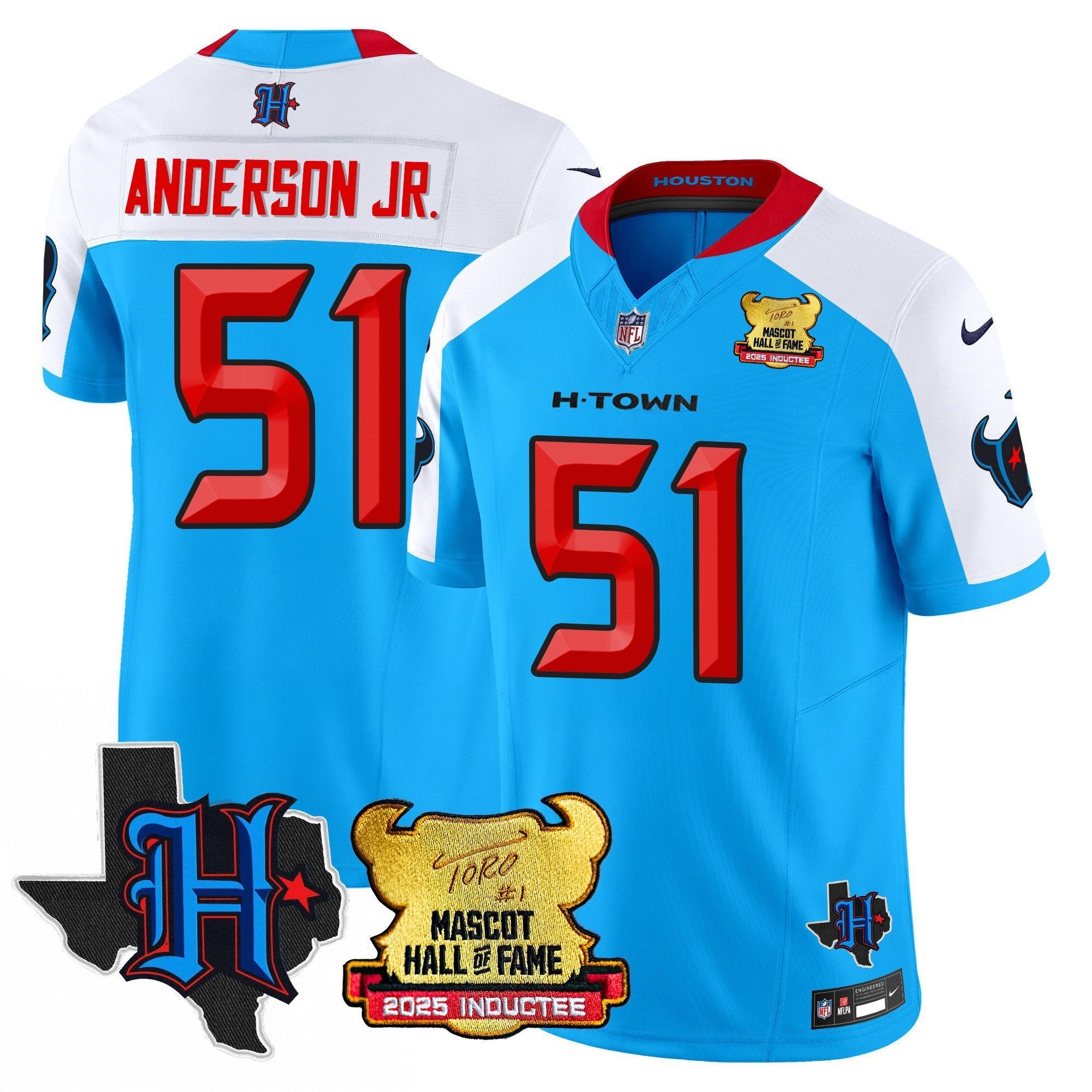 Houston Texans 2025 Mascot Hall Of Fame Jersey - All Stitched