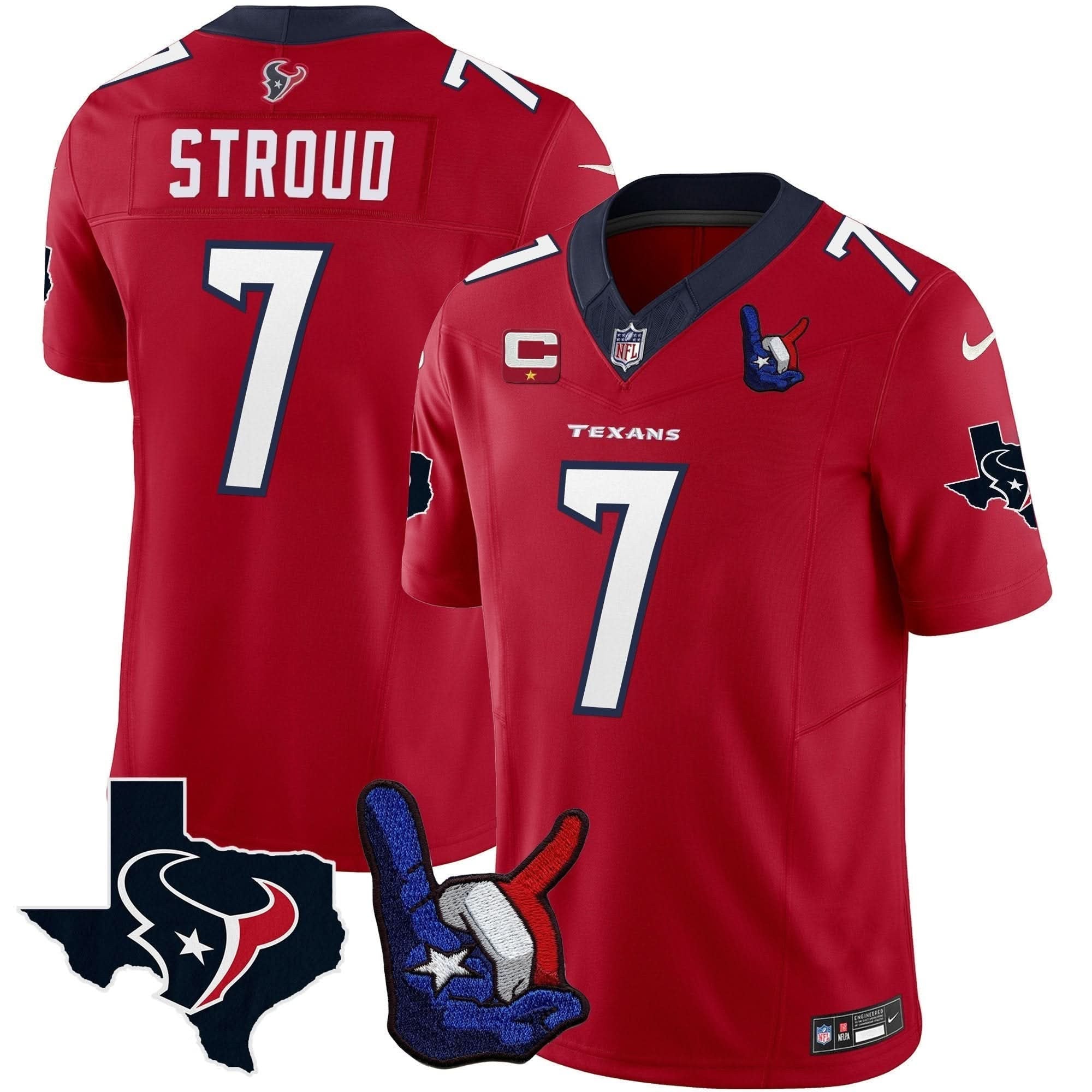 Houston Texans Hand Sign Throwing Up The H Vapor Jersey - All Stitched